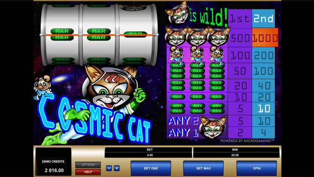 Игровой интерфейс Cosmic Cat 2