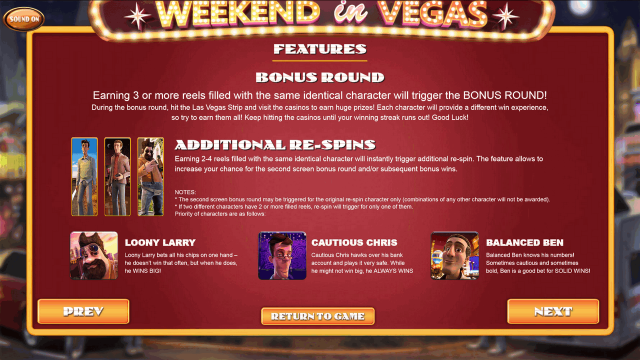 Характеристики слота Weekend In Vegas 9